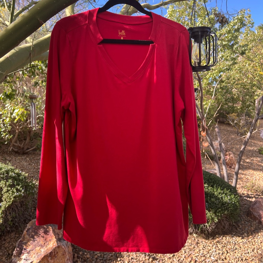 Belle by Kim Gravel True Red t-shirt tunic with side slits